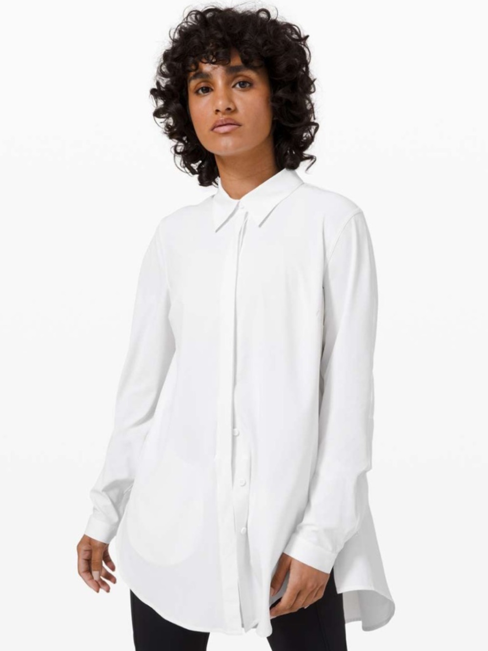 Lululemon In The Moment White Long Sleeve Button Down Shirt